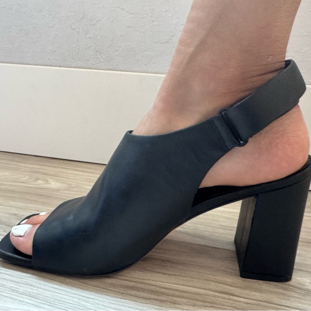 Vince Black Leather Sling Back